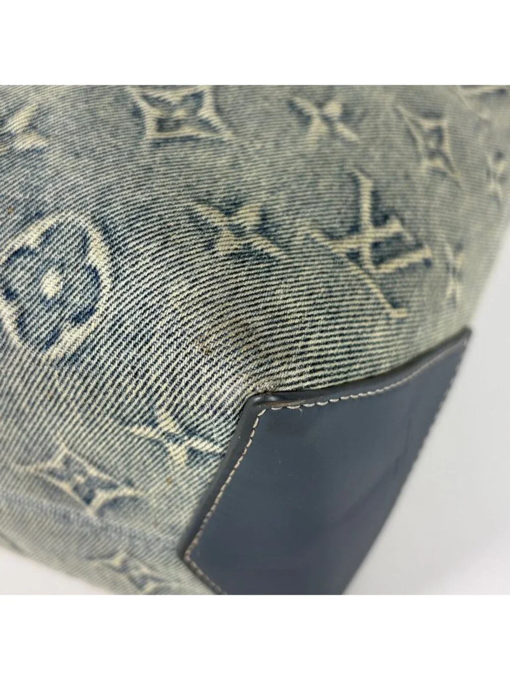 Louis Vuitton Weekend Tote NM 2-Way Monogram Wash Denim Leather Blue